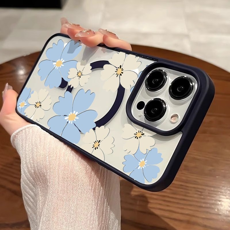 Apple Iphone 15 Pro Max - Colorful Frame Cute Flower Clear Magnetic
