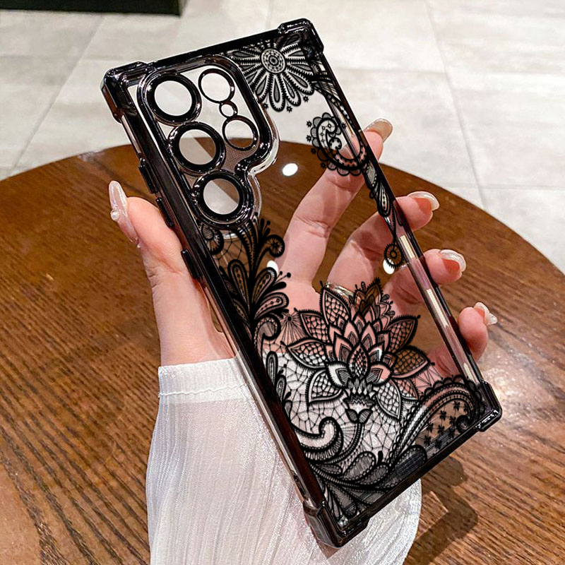 Trendy Black Lace Flower Patte - Samsung Galaxy A55 recension och pris