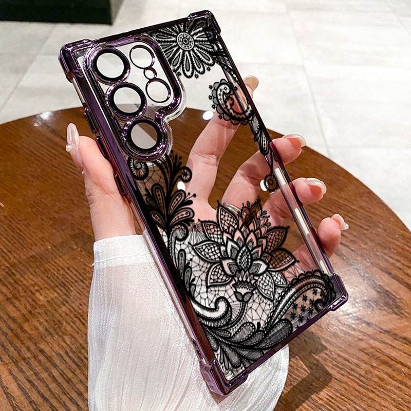 Trendy Black Lace Flower Patte - Samsung Galaxy A55 recension och pris