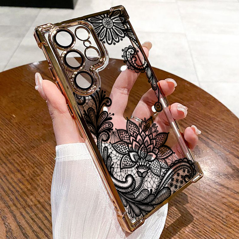 Trendy Black Lace Flower Patte - Samsung Galaxy A55 recension och pris
