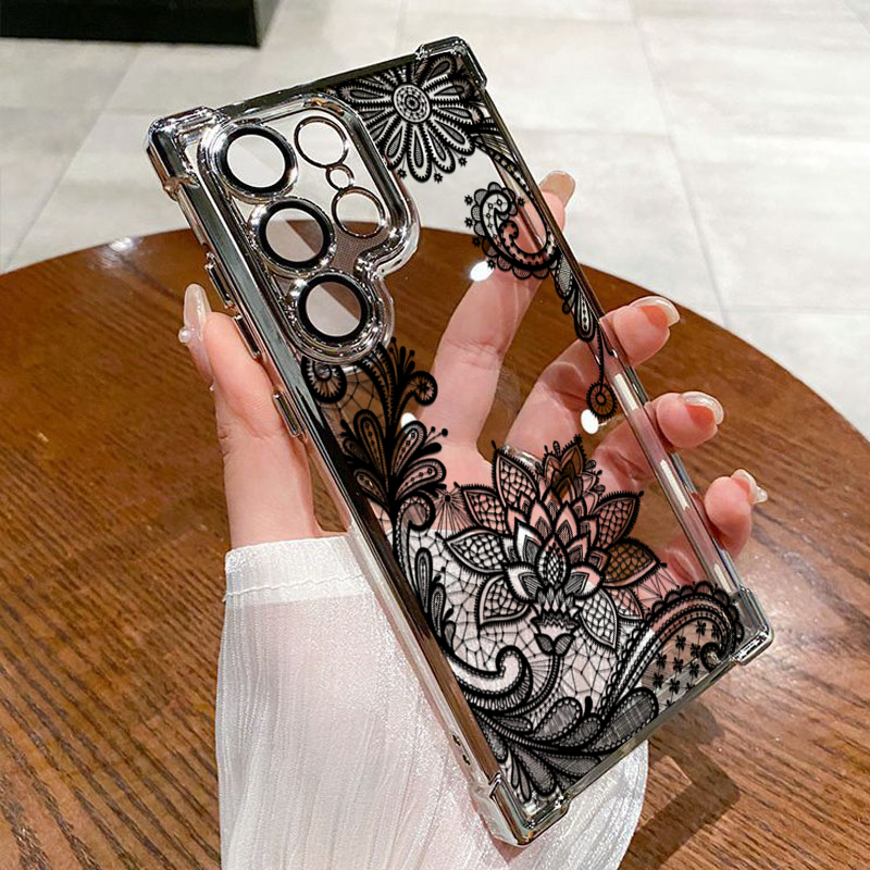 Trendy Black Lace Flower Patte - Samsung Galaxy A55 recension och pris